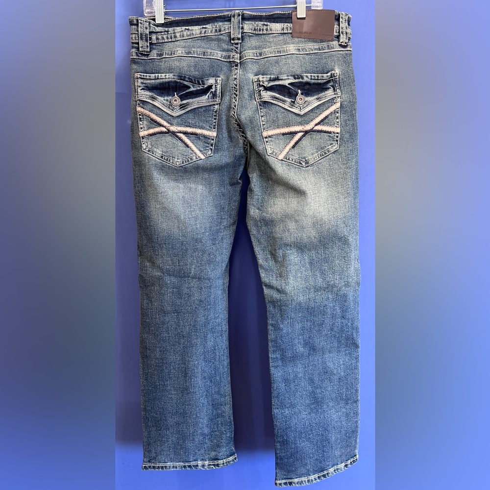 TK Axel Classic Slim Boot Cut Blue Denim Jeans - Picture 3 of 7